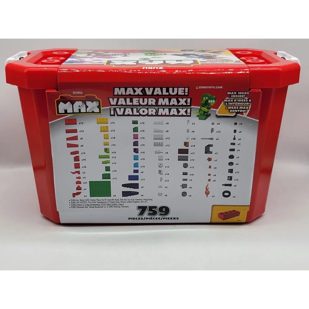 Zuru Max Bricks 759 Pieces Building Blocks‎ Red Storage Box Set